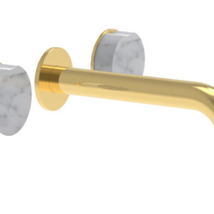 Phylrich CIRC – Wall Lavatory Set , Marble Handles 250-13 – Polished Gold