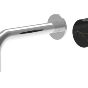 Phylrich CIRC – Single Handle Wall Lavatory Set – Black Marble Handle 250-17 – Polished Chrome