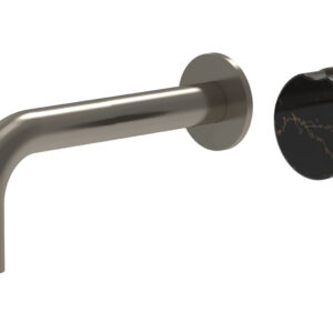 Phylrich CIRC – Single Handle Wall Lavatory Set – Black Marble Handle 250-17 – Pewter