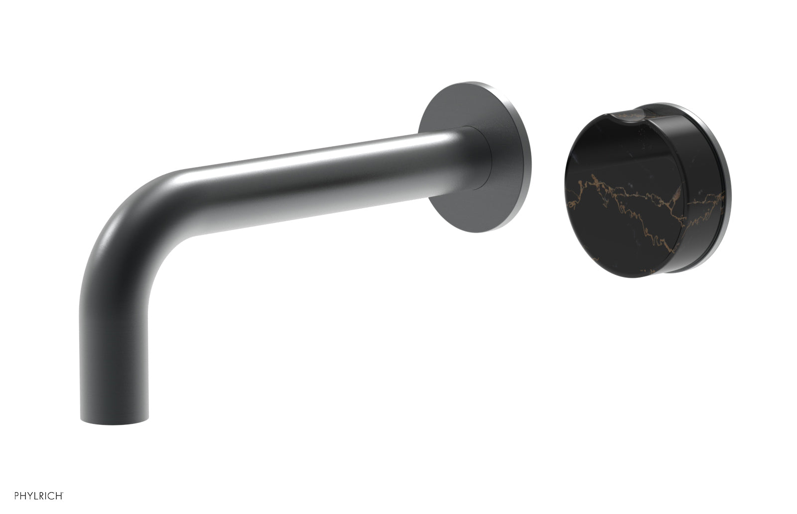 Phylrich CIRC - Single Handle Wall Lavatory Set - Black Marble Handle 250-17 - Gun Metal