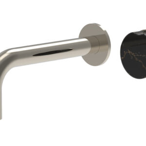 Phylrich CIRC – Single Handle Wall Lavatory Set – Black Marble Handle 250-17 – Polished Nickel