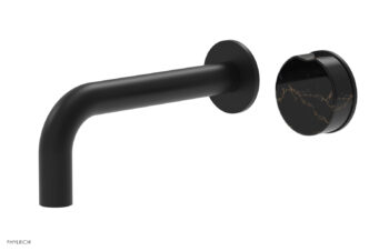 Phylrich CIRC - Single Handle Wall Lavatory Set - Black Marble Handle 250-17 - Matte Black