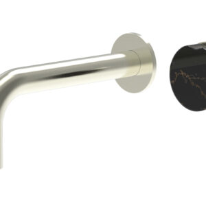 Phylrich CIRC – Single Handle Wall Lavatory Set – Black Marble Handle 250-17 – Satin Nickel