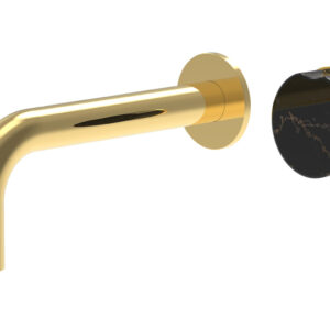 Phylrich CIRC – Single Handle Wall Lavatory Set – Black Marble Handle 250-17 – Polished Gold