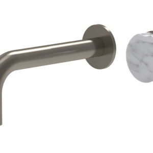 Phylrich CIRC – Single Handle Wall Lavatory Set – White Marble Handle 250-17 – Pewter