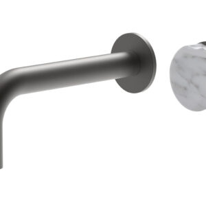 Phylrich CIRC – Single Handle Wall Lavatory Set – White Marble Handle 250-17 – Oil Rubbed Bronze
