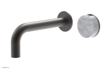 Phylrich CIRC - Single Handle Wall Lavatory Set - White Marble Handle 250-17 - Oil Rubbed Bronze
