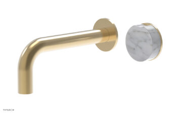 Phylrich CIRC - Single Handle Wall Lavatory Set - White Marble Handle 250-17 - Satin Brass