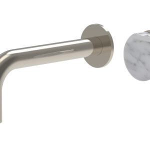 Phylrich CIRC – Single Handle Wall Lavatory Set – White Marble Handle 250-17 – Polished Nickel
