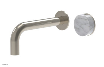 Phylrich CIRC - Single Handle Wall Lavatory Set - White Marble Handle 250-17 - Polished Nickel