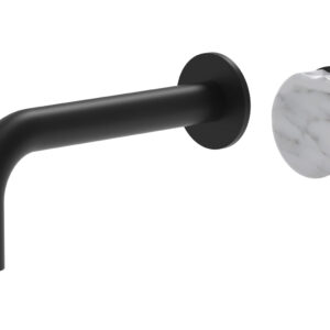 Phylrich CIRC – Single Handle Wall Lavatory Set – White Marble Handle 250-17 – Matte Black