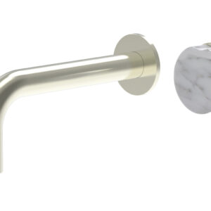 Phylrich CIRC – Single Handle Wall Lavatory Set – White Marble Handle 250-17 – Satin Nickel