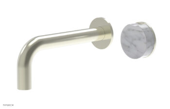 Phylrich CIRC - Single Handle Wall Lavatory Set - White Marble Handle 250-17 - Satin Nickel