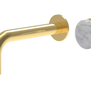 Phylrich CIRC – Single Handle Wall Lavatory Set – White Marble Handle 250-17 – Polished Gold