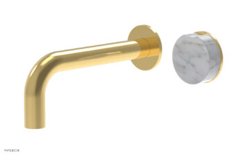 Phylrich CIRC - Single Handle Wall Lavatory Set - White Marble Handle 250-17 - Polished Gold