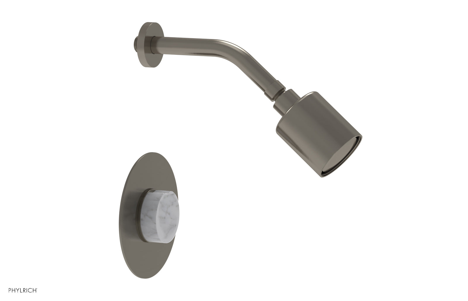 Phylrich CIRC - Pressure Balance Shower Set - White Marble Handle 250-23 - Pewter