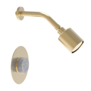 Phylrich CIRC – Pressure Balance Shower Set – White Marble Handle 250-23 – Satin Brass