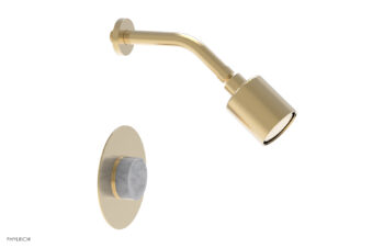 Phylrich CIRC - Pressure Balance Shower Set - White Marble Handle 250-23 - Satin Brass