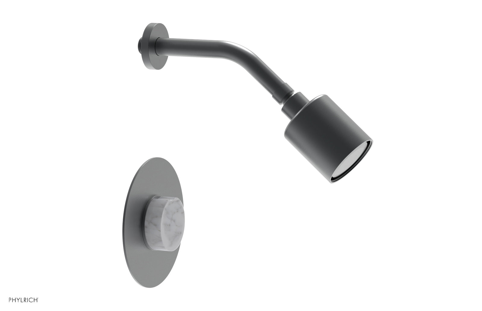 Phylrich CIRC - Pressure Balance Shower Set - White Marble Handle 250-23 - Gun Metal