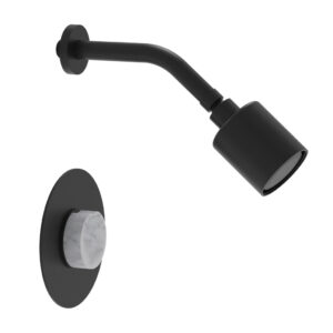 Phylrich CIRC – Pressure Balance Shower Set – White Marble Handle 250-23 – Matte Black