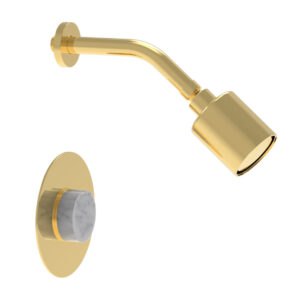 Phylrich CIRC – Pressure Balance Shower Set – White Marble Handle 250-23 – Polished Gold