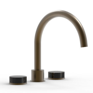 Phylrich CIRC – Deck Tub Set – High Spout Marble Handles 250-42 – Old English Brass