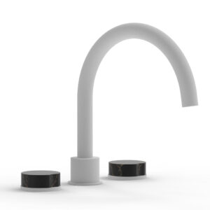 Phylrich CIRC – Deck Tub Set – High Spout Marble Handles 250-42 – Satin White