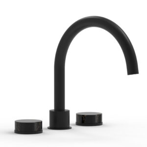 Phylrich CIRC – Deck Tub Set – High Spout Marble Handles 250-42 – Matte Black