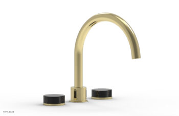 Phylrich CIRC - Deck Tub Set - High Spout Marble Handles 250-42 - Polished Brass