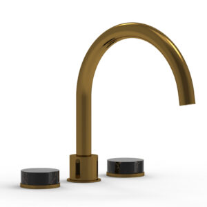 Phylrich CIRC – Deck Tub Set – High Spout Marble Handles 250-42 – French Brass
