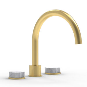 Phylrich CIRC – Deck Tub Set – High Spout Marble Handles 250-42 – Burnished Gold