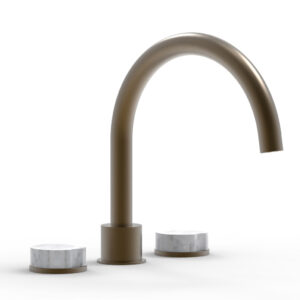 Phylrich CIRC – Deck Tub Set – High Spout Marble Handles 250-42 – Old English Brass
