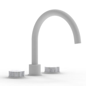 Phylrich CIRC – Deck Tub Set – High Spout Marble Handles 250-42 – Satin White