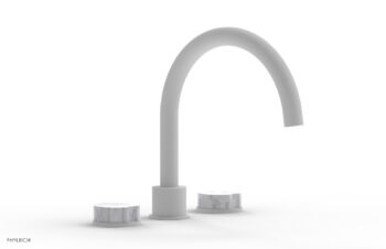 Phylrich CIRC - Deck Tub Set - High Spout Marble Handles 250-42 - Satin White