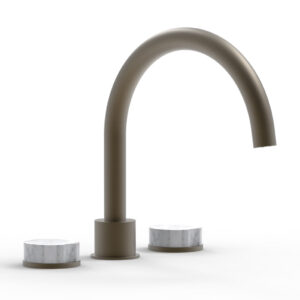 Phylrich CIRC – Deck Tub Set – High Spout Marble Handles 250-42 – Architectural Bronze