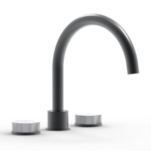 Phylrich CIRC – Deck Tub Set – High Spout Marble Handles 250-42 – Gun Metal
