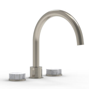 Phylrich CIRC – Deck Tub Set – High Spout Marble Handles 250-42 – Polished Nickel