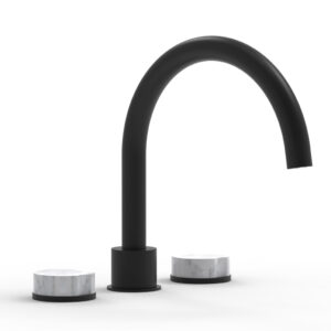 Phylrich CIRC – Deck Tub Set – High Spout Marble Handles 250-42 – Matte Black