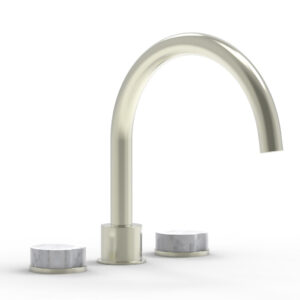 Phylrich CIRC – Deck Tub Set – High Spout Marble Handles 250-42 – Satin Nickel