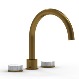 Phylrich CIRC – Deck Tub Set – High Spout Marble Handles 250-42 – French Brass