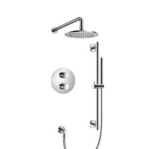 Flusso Two Output Shower Set With Shower Head, Hand Held And Slide Bar In Chrome