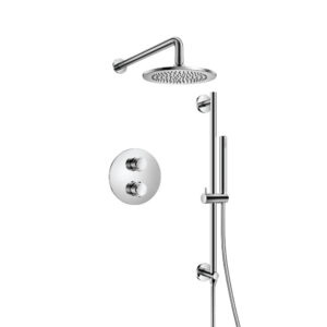 Flusso Two Output Shower Set With Shower Head, Hand Held And Slide Bar In Chrome
