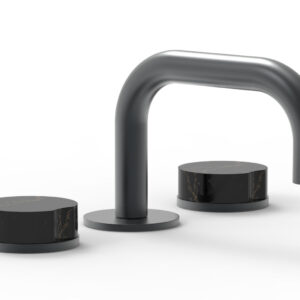 Phylrich CIRC – Widespread Faucet – Low Spout, Marble Handles 250L-03 – Gun Metal