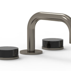 Phylrich CIRC – Widespread Faucet – Low Spout, Marble Handles 250L-03 – Pewter