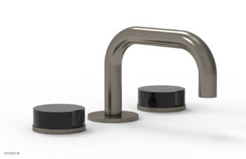 Phylrich CIRC - Widespread Faucet - Low Spout, Marble Handles 250L-03 - Pewter