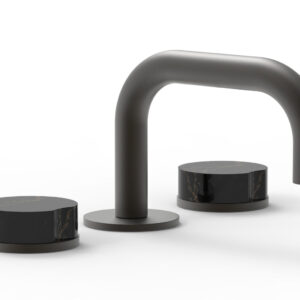 Phylrich CIRC – Widespread Faucet – Low Spout, Marble Handles 250L-03 – Oil Rubbed Bronze