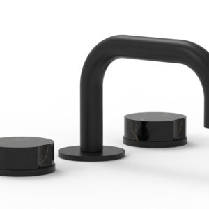 Phylrich CIRC – Widespread Faucet – Low Spout, Marble Handles 250L-03 – Matte Black