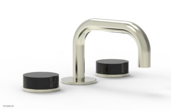 Phylrich CIRC - Widespread Faucet - Low Spout, Marble Handles 250L-03 - Satin Nickel