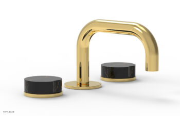 Phylrich CIRC - Widespread Faucet - Low Spout, Marble Handles 250L-03 - Polished Gold
