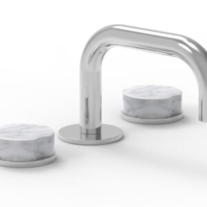 Phylrich CIRC – Widespread Faucet – Low Spout, Marble Handles 250L-03 – Polished Chrome